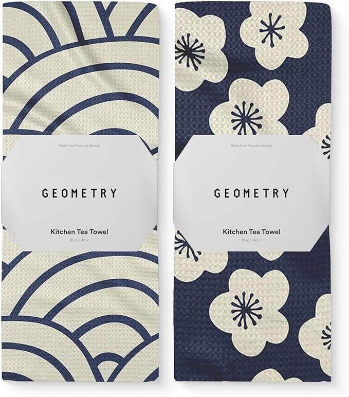 Solid GEOMETRY Kitchen Tea Towels - Quick Dry Microfiber Dish Towels for Kitchen Every Bloom 18 x 30 2 PackAbout ThisOverview Premium
