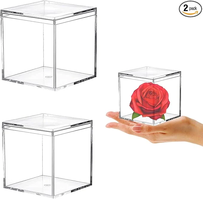 Soft Acrylic Box Clear Box with Lid for Display Plastic Square Cube 2 Pack Storage Contanier Party Decorative BoxesAbout ThisOverview Refined