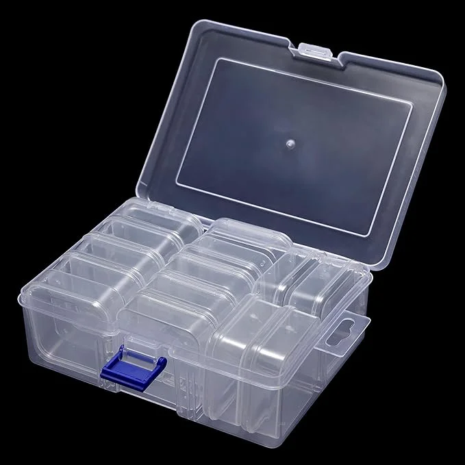 Quality Bead Storage Box Clear Plastic Organizer Containers with Hinged Lids for Bracelet Making Nail Art Seed Beads Stack Craft Case Travel-Friendly Design 14pcs About ThisOverview Reusable