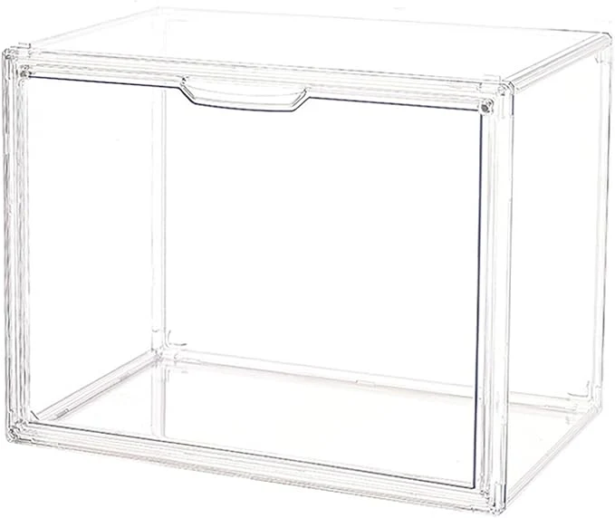 Official Clear Plastic Stackable Storage Bins Clear Shoe Box Dustproof Book Cosmetic Display Cases Large Figures Collectibles Showcase Shoe Storage Boxes Bag Organizer 1 Transparent-1 Pack About ThisOverview Authentic