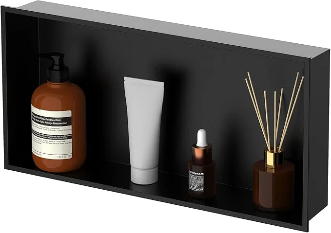 Advanced Homevacious 24 X 12 X 4 Stainless Steel Shower Niche No Tile Needed Matte Black Bathroom Shelf Rimless Recessed Wall Niche for Bathroom StorageAbout ThisOverview Casual