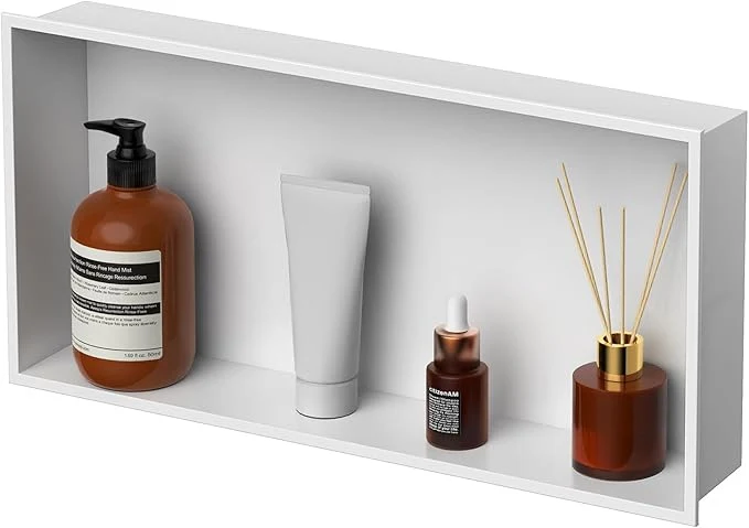 Selected Homevacious 24 X 12 X 4 Stainless Steel Shower Niche No Tile Needed White Bathroom Shelf Rimless Recessed Wall Niche for Bathroom StorageAbout ThisOverview Official