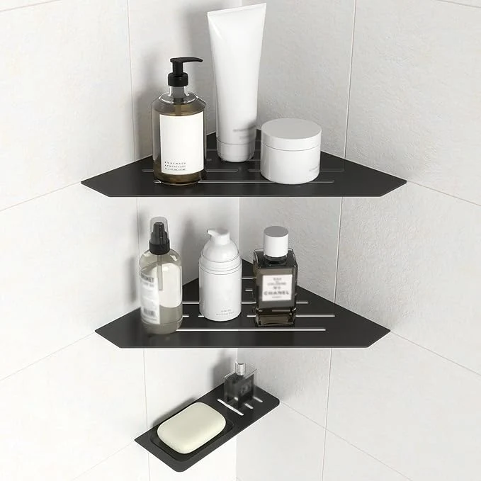 Specialty 10 Recessed Corner Shower Shelf 2 Packs Grout Mount Install ation with Soap Holder Bathroom Cornor Organizer for Tiled Wall Requires Sealant Matte BlackAbout ThisOverview Detailed