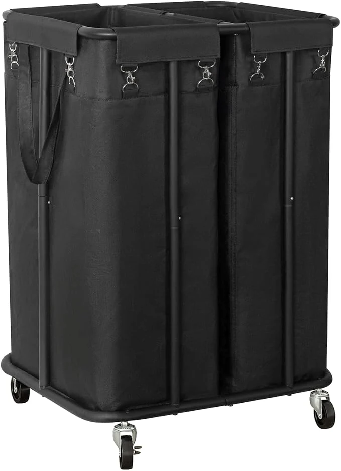 Certified WOWLIVE Double Laundry Hamper with Wheels 170L Rolling Laundry Basket Organizer Laundry Cart with Steel Frame and Removable Bags Large Dirty Clothes Hamper Dorm Room Storage for Bedroom Black About ThisOverview Genuine