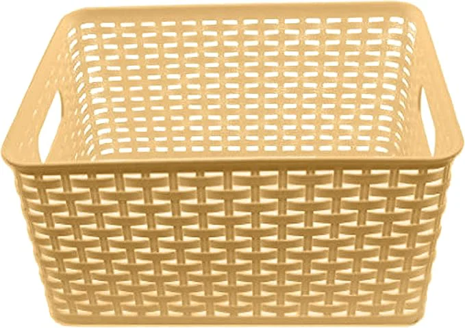 Clean YBM Home Plastic Rattan Storage Box Basket Organizer Ba413 1 Beige About ThisOverview Traditional