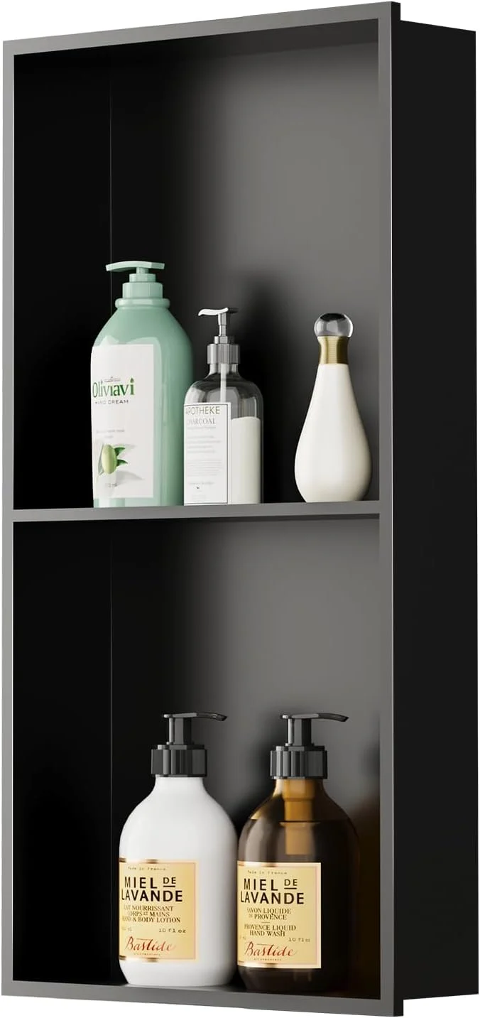 Expertly Made Stainless Steel Shower Niche 12 x 24 No Tile Needed Recessed Wall Niche with Shelf for Bathroom Storage Matte Black About ThisOverview Exceptional