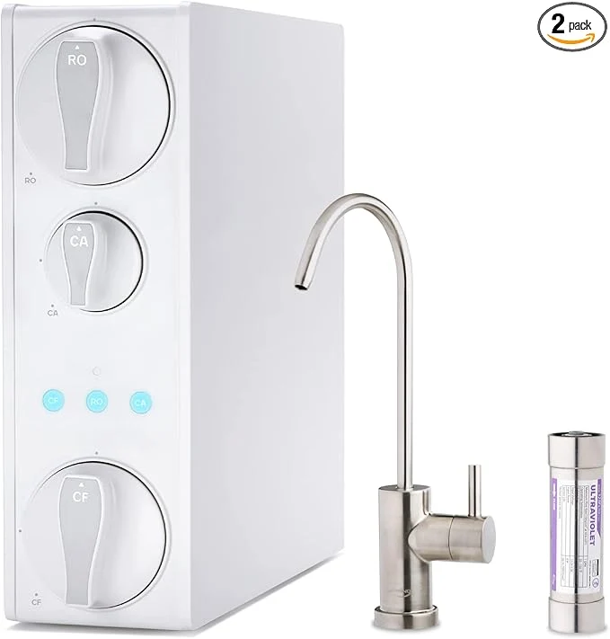 First-Class iSpring RO500AK-BN UVF8 Tankless Reverse Osmosis Water Filtration System with Natural pH Alkaline Remineralization and LED UVF8 Light 500 GPD RO System Brushed Nickel Faucet 2 1 Pure to Drain RatioAbout ThisOverview Sophisticated