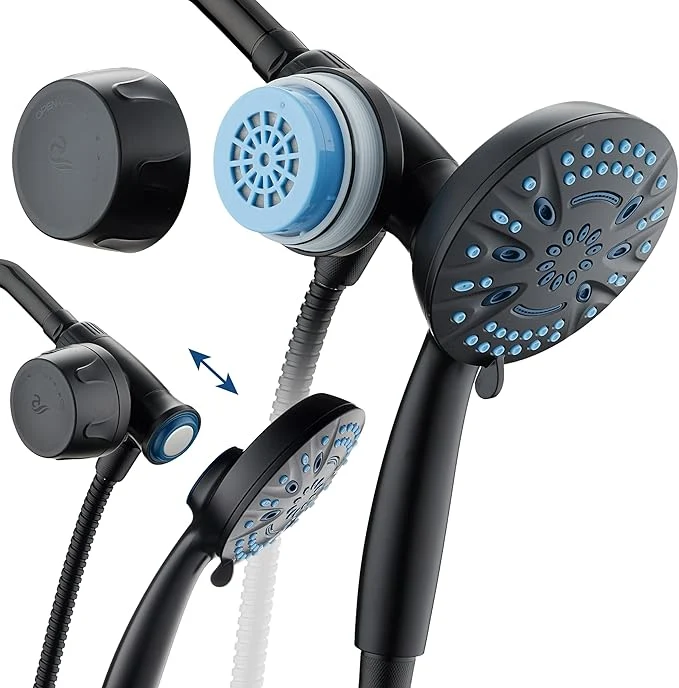 Natural AquaCare Magneton 8-setting Magnetic Docking Hand Shower with Built-in Shower Filter - ON OFF Filtration Modes Instant Cartridge Reload Stay-Clean KDF Cartridge 6 ft. Steel Hose Matte BlackAbout ThisOverview Quality