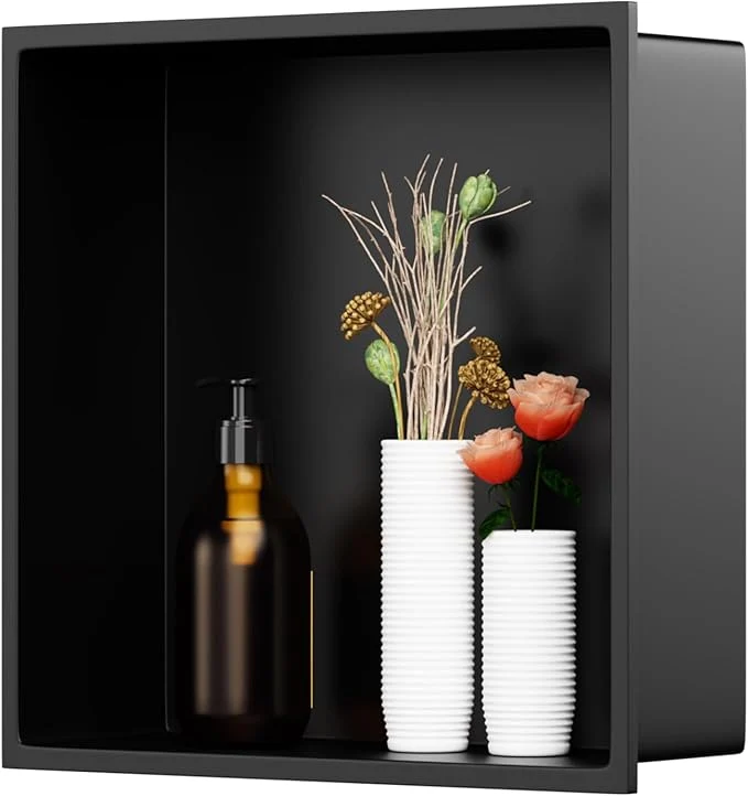 Long-Lasting Black Shower Niche 12 X12 Stainless Steel Wall-Inserted Niche Bathroom Shelf No Tile Needed Recessed Niche Shower for Bathroom Living Room Kitchen for StorageAbout ThisOverview Safe