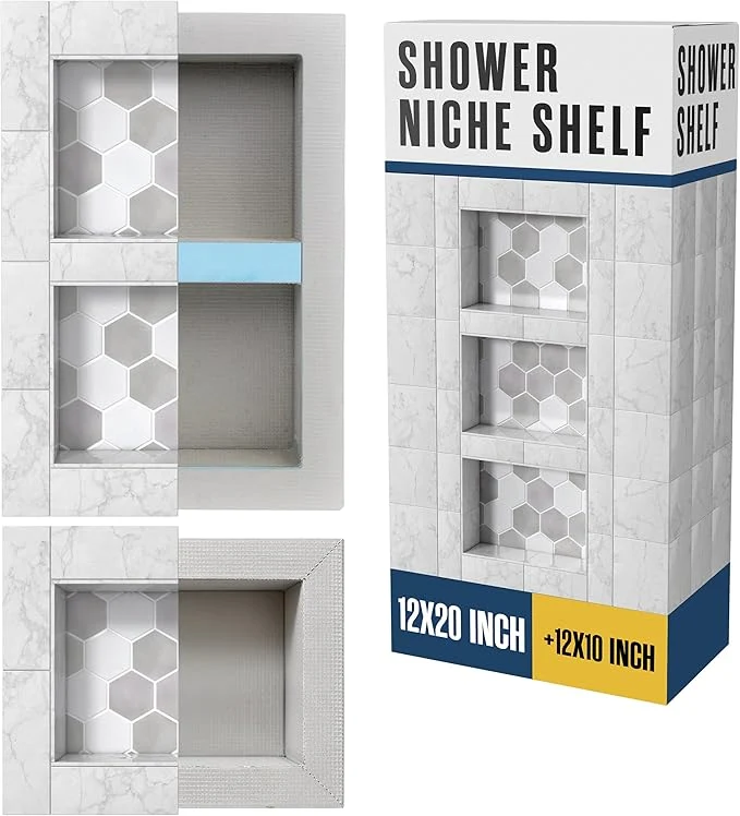Fast Houseables Shower Niche Shower Niche Insert Tile Ready Recessed Bathroom Storage 12x20 12x10 in Wall Shelf Cubby Inserts Recessed Shampoo Caddy Inset Shelves Built in Nook Soap Box PrefabAbout ThisOverview Elite