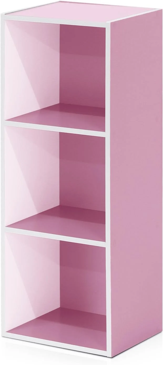 Fine Furinno LUDER Book Shelf 3-Cube Bookshelf Bookcase with Open Shelves 9.3 x 12 x 31.5 for Living Room Bedroom Home Office White PinkAbout ThisOverview Smart