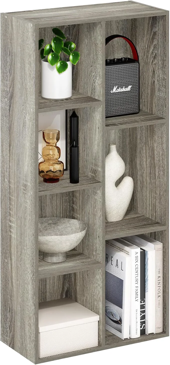 Original Furinno LUDER Book Shelf 7-Cube Bookshelf Bookcase 9.4 x 19.5 x 41.7 for Living Room Bedroom Home Office French OakAbout ThisOverview Original Design
