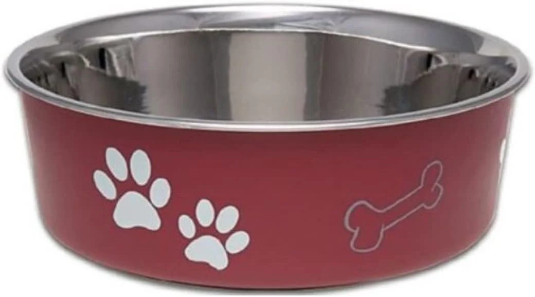 Eco-Friendly Loving Pets Bella Dog Bowls- Stainless Steel Dog Cat Bowls - Spill Proof Dog Food Bowl Cat Bowl Puppy Essentials Pet Supplies Great for Home Travel Small 10-20 lbs Merlot Minimalist