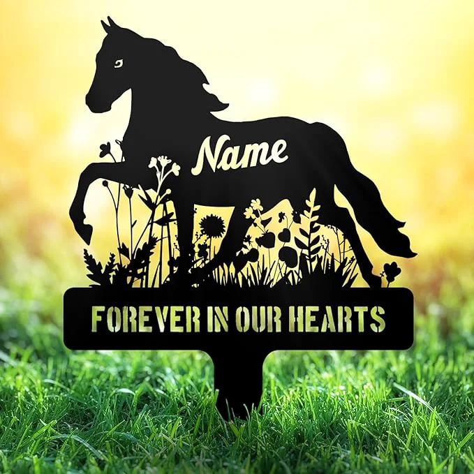 Authentic Personalized Horse Grave Marker Custom Memorial Stake Metal Graveside Sign Advanced
