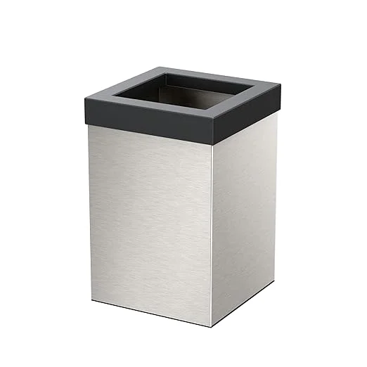 Consistent Gatco 1914MX Modern Square Wastebasket Satin Nickel and Matte Black Combo - Stainless Steel Trash Can with Removable Lid Leakproof 3 Gallon Capacity for Bathroom Bedroom Kitchen or OfficeAbout ThisOverview Long-Lasting