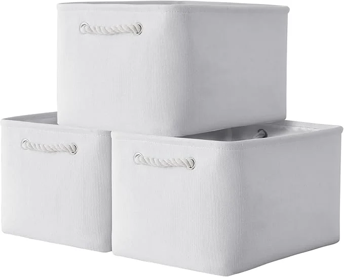 World-Class TheWarmHome Storage Basket for Shelves - 15.8x11.8x11.8 inch 3 Pack Fabric Storage Cubes Collapsible Storage Bin for Organizing Organizer Closet Book Gift Dog White About ThisOverview Responsible
