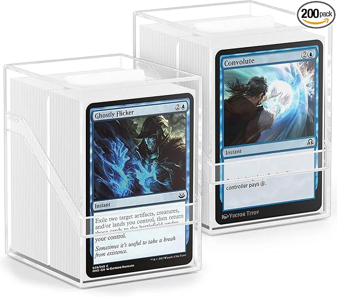 Proven 2 Pack Card Deck Boxes Deck Case and 200Pcs Card Sleeves with Dividers Standard Clear Commander Cards Storage Box Fit for MTG Sport Trading Cards White About ThisOverview Optimized