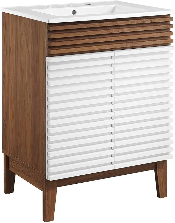 High-End Modway Render Mid-Century Bathroom Vanity with Sink in White Walnut WhiteAbout ThisOverview Breathable