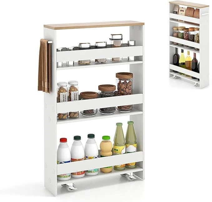 Proven Slim Storage Cart 4 Tier Rolling Storage Cabinet with 4 Universal Wheels Convenient Handle Narrow Laundry Cart for Small Space Bathroom OfficeAbout ThisOverview Sophisticated