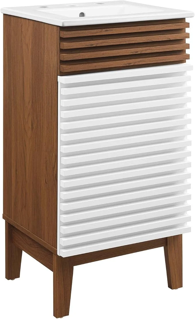Trusted Modway Render 18 Bathroom Vanity With Sink in White Walnut WhiteAbout ThisOverview Premium Material