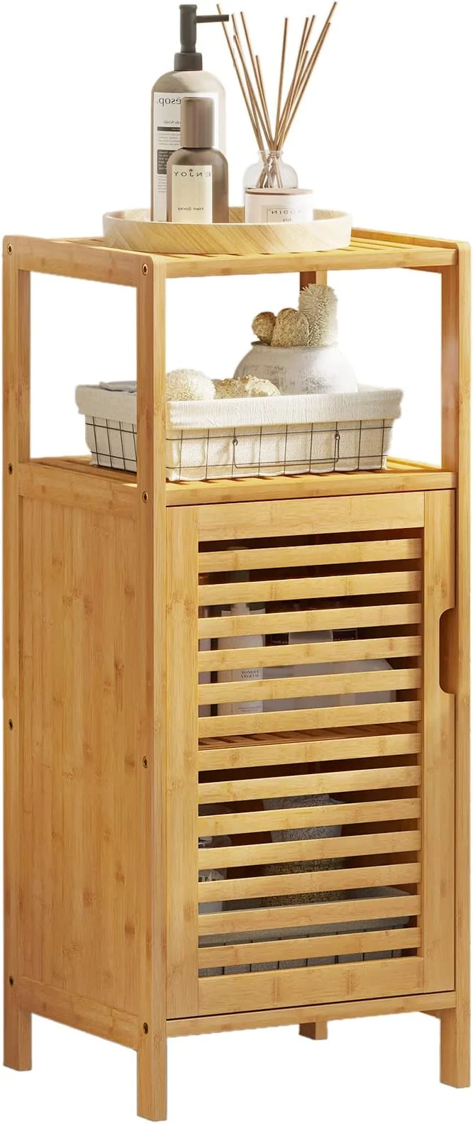 Professional VIAGDO Bamboo Cabinet Bathroom Storage Cabinet with Single Door and Shelf standing Bathroom Cabinet Kitchen Cupboard Sofa Side Table for Living Room Hallway KitchenAbout ThisOverview Selected