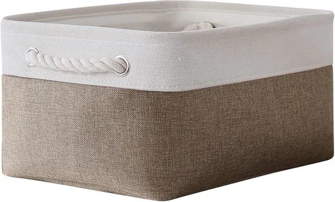 Exclusive TheWarmHome Storage Basket for Shelves - 1 Pack 14x10x6.7 inch Collapsible Storage Bins Storage Boxes for Organizing for Laundry Closet Gift Cloth Nursery Whiet Khaki About ThisOverview Original
