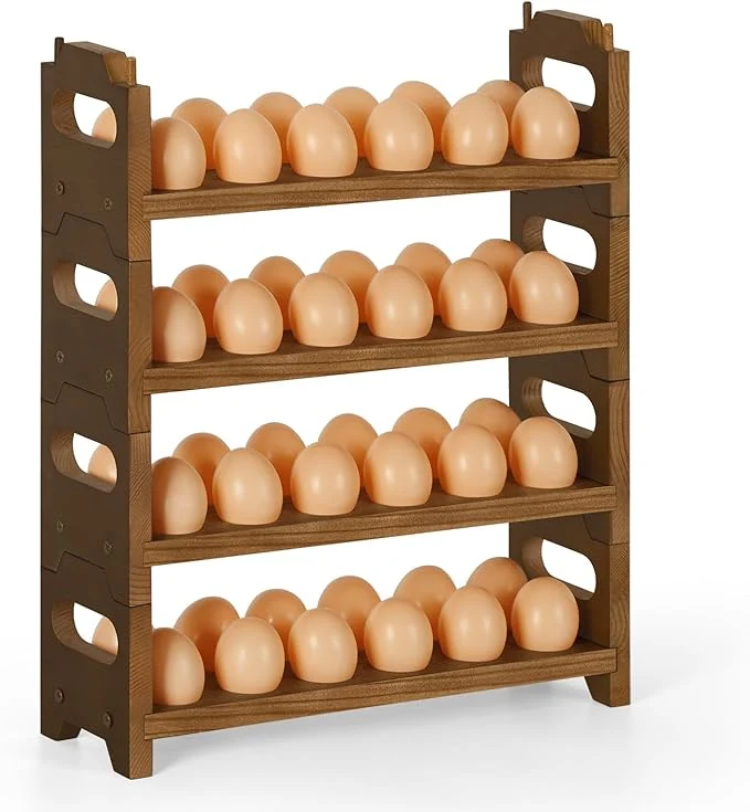 Elegant Wooden Egg Holder Countertop Fresh Chicken Egg Holders Storage for Gathering Fresh Eggs 4-Tier Stackable with 48 Eggs Farmhouse Home Eggs Rack Organizer DecorationAbout ThisOverview Traditional