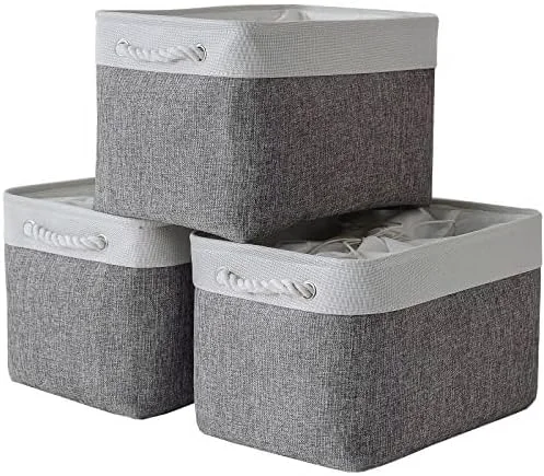 Reusable TheWarmHome Storage Baskets for Organizing X Large - 3 Pack 17.7L×13.8W×9.8H in Foldable Storage Bins for Shelves Fabric Storage Box for Closet Nursery Toy Gift White Grey About ThisOverview Consistent