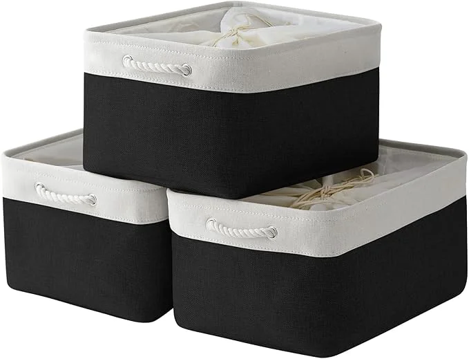 Fashionable TheWarmHome Organization and Storage Basket for Organizing - Jumbo 3 Pack 17.7x13.8x9.7 inch Fabric Storage Cubes for Closet Gifts Organizer Empty Book White Black About ThisOverview Enhanced