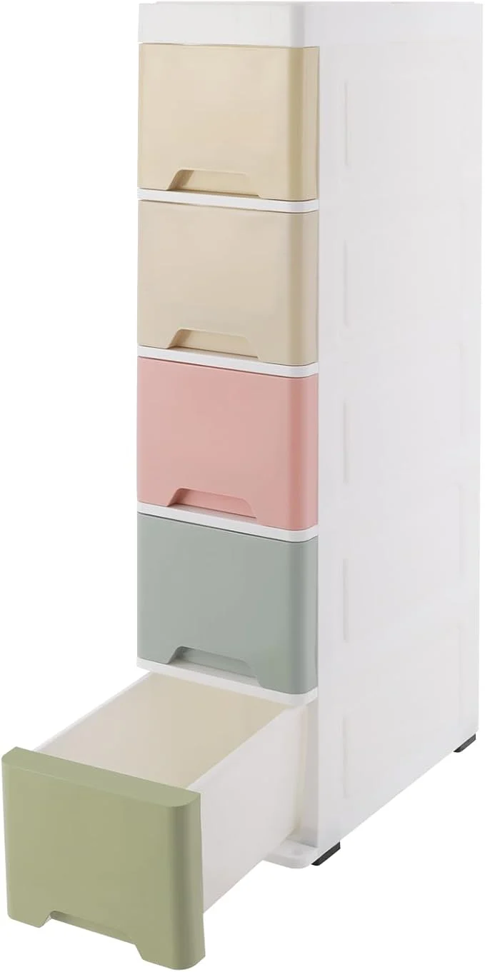 Genuine 5-Tier Slim Bathroom Storage Cabinet with Wheels Narrow Plastic Drawer Organizer Cart Colorful Storage Cart for Bathroom Kitchen Laundry Small Spaces 7.09 x14.96 x32.68 About ThisOverview Classic