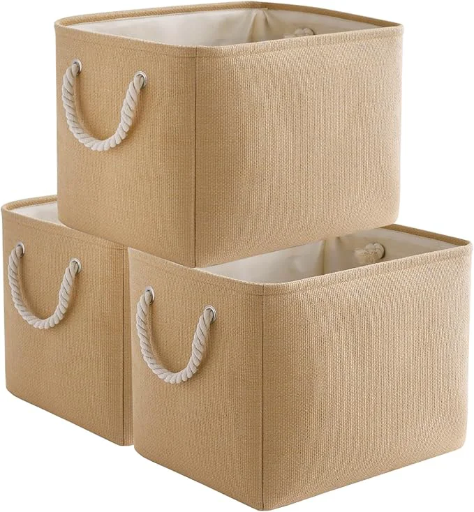 Versatile TheWarmHome Organization and Storage Basket for Organizing - 3 Pack 16x12x12 inch Cube Fabric Storage Cubes Storage Bin for Shelves Gift Closet Organizer Cloth Toy Beige About ThisOverview Green