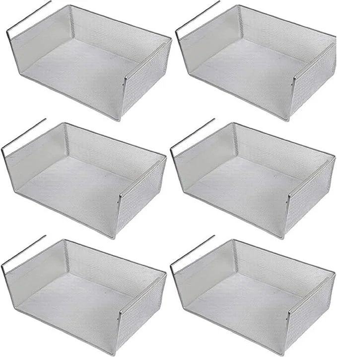 High-Grade YBM Home Under Shelf Basket 6-Pack Mesh Stainless Steel Storage Under Cabinet Hanging Basket Rack Maximize Space in Cabinets Pantry Room Bathroom Laundry Room and More 1131About ThisOverview Versatile