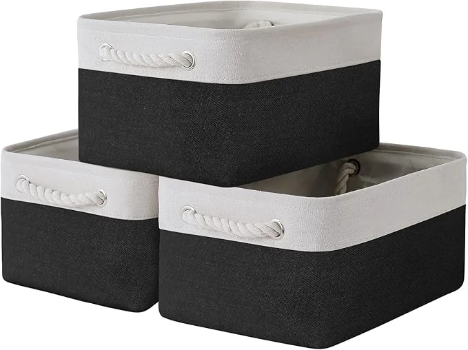 Smart TheWarmHome Storage Basket for Organizing - 3 Pack 13.8x9.8x6.7 inch Medium Collapsible Storage Bin for Shelves with Handles Organizer Closet Cubes Cloth Gift Toy White Black About ThisOverview Eco-Friendly