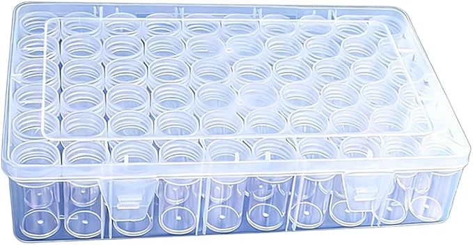 Detailed 60pcs Diamond Art Painting Storage Containers with Clear Lids Stickers Complete Color Kit Round Beads Organizer Box for DIY Crafts Jewelry Portable Stackable Art Supply CaseAbout This Excellent