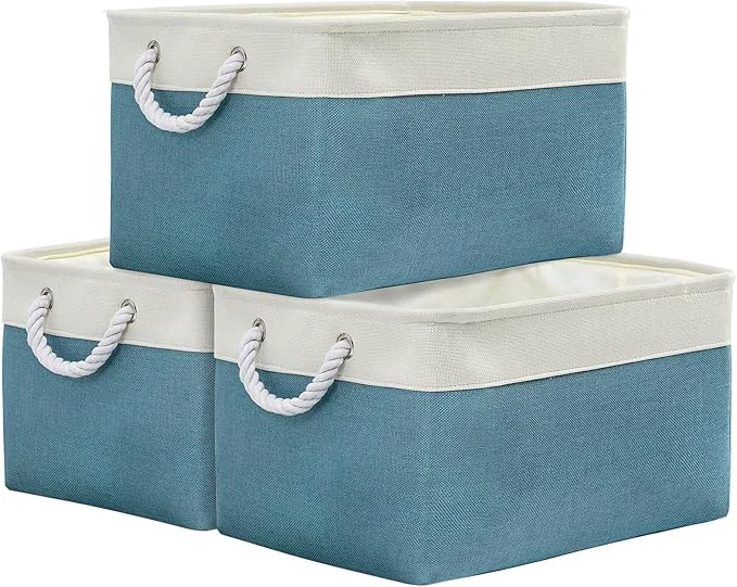 Flexible TheWarmHome Storage Baskets for Organizing - Extra Large 3 Pack 17x14x10 inch Storage Bins for Shelves Closet Nursery Bathroom Bedroom Baby Clothes Dog Toy Home Organization White Green About ThisOverview Lightweight