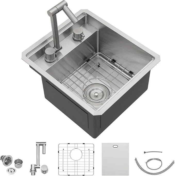 Stylish Small RV Kitchen Sink - Fulorni 13 x15 Outdoor RV Camper Mobile Bar Prep Sink Undermount 16 Gauge Stainless Steel Hidden Single Bowl Basin with Foldable FaucetAbout ThisOverview Elegant