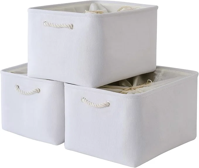 Casual TheWarmHome Organization and Storage Basket for Shelves - Extra Jumbo 3 Pack 20.5x15.8x13.8 inch Cube Storage Bins for Toy Closet Box Home Organizer Gift White About ThisOverview Official