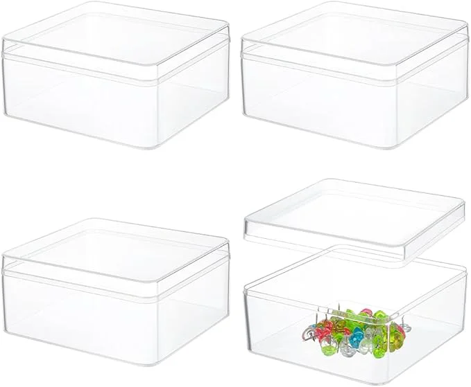 Unique BENECREAT 4Pcs Acrylic Storage Boxes with Lids 4.7x5x2.3inch Square Storage Containers Cube Storage Display Box for Wedding Party Treats Jewelry AccessoriesAbout ThisOverview Recyclable