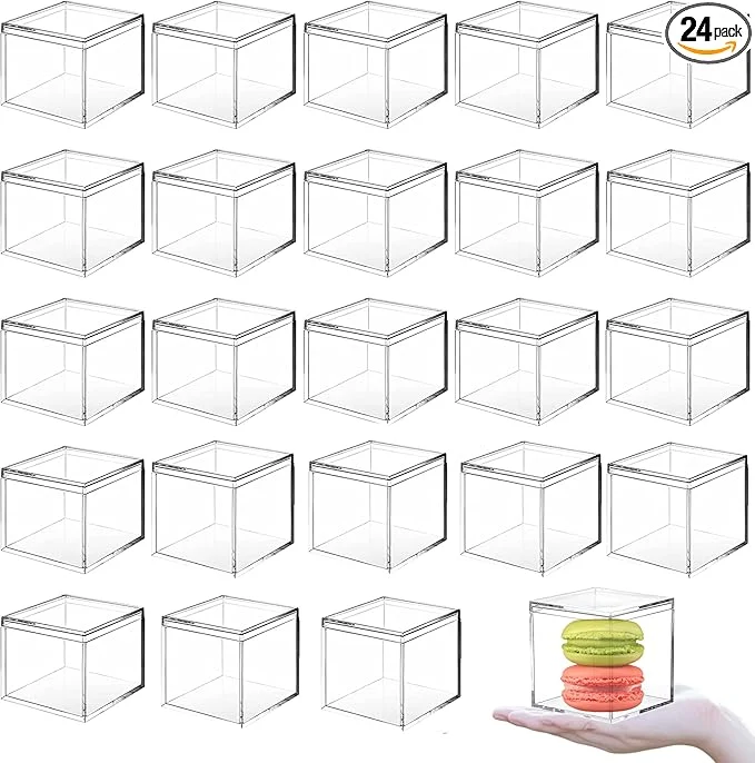 Official Acrylic Box 24 Pcs Clear Square Cube Clear Boxes with Lids Mini Storage Container Jewelry Storage Display Box Graduation Baby Shower Party Favor Boxes 2.2 x 2.2 x 2.2 Inch 55x55x55mmAbout ThisOverview Enhanced