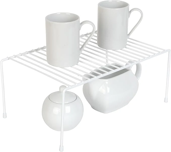 Advanced Smart Design Cabinet Storage Shelf Rack - Medium 8.5 x 13.25 Inch - Steel Metal Wire - Cupboard Plate Dish Counter Pantry Organizer Organization - Kitchen White About ThisOverview Organic