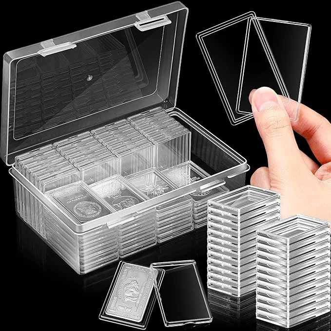 Professional Batiyeer 400 Pcs 1 oz Silver Bar Case Holder Clear Acrylic Bar Capsule Storage Container for 1 Ounce Holder with Plastic Storage Box for Collectors InvestorsAbout ThisOverview Breathable