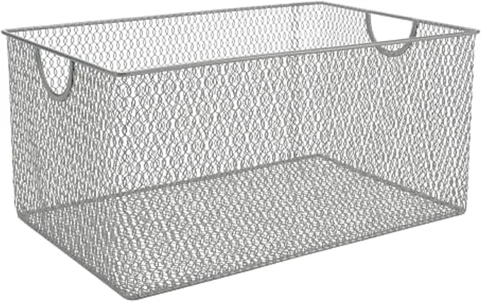 Trendy YBM Home Mesh Wire Storage Basket for Shelves Pantry Organization and Kitchen - Multipurpose Steel Wire Basket Holder Bin for Organizing Office Supplies Household Toiletries and Laundry SuppliesAbout ThisOverview Minimalist