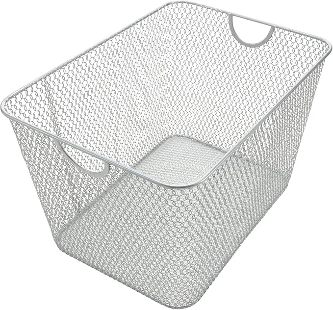 Enhanced YBM Home Mesh Wire Storage Basket for Shelves Pantry Organization and Kitchen - Multipurpose Steel Wire Basket Holder Bin for Organizing Office Supplies Household Toiletries and Laundry SuppliesAbout ThisOverview Prestigious