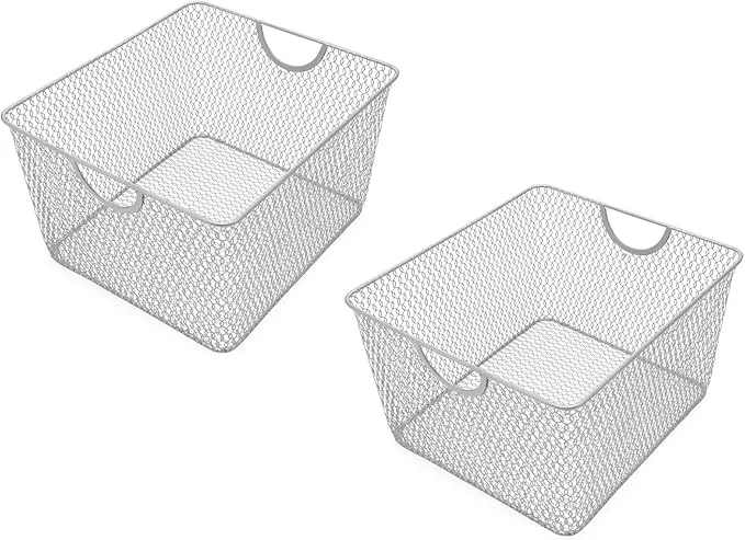 Dependable YBM Home Kitchen Pantry Organizer Wire Basket for Shelves Cabinets Pantry Countertop Mesh Open Storage Bin Metal Basket for Organizing Food Supplies 10 x 8.8 x 5.8 Pack of 2About ThisOverview Long-Lasting