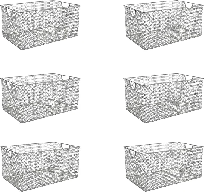 Quality YBM Home Kitchen Pantry Organizer Mesh Wire Storage Basket for Shelves Pantry and Cabinets Multipurpose Steel Wire Basket for Organizing Office Household 13.25 x 8.5 x 6.5 in Pack of 6About ThisOverview High-Quality