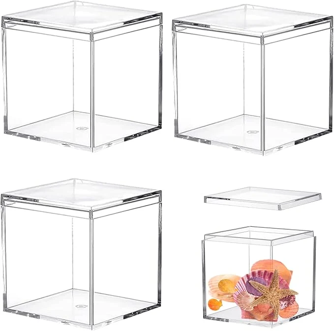 Convenient Acrylic Box Clear Acrylic Square Cube Display Boxes Multi-Purpose Box Container Acrylic Boxes with Lids for Gifts Weddings Valentine's Day Party Favors Candy and Jewelry Storage BoxAbout ThisOverview Carefully Designed