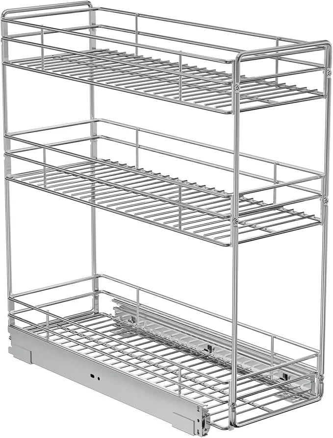 Traditional ROOMTEC 3-Tier Pull Out Cabinet Organizer for Narrow Cabinet 8.5 W X 20.5 D Kitchen Cabinet Organizer and Storage Cabinet Pull Out Shelves Under Cabinet Storage for Kitchen ChromeAbout ThisOverview Versatile