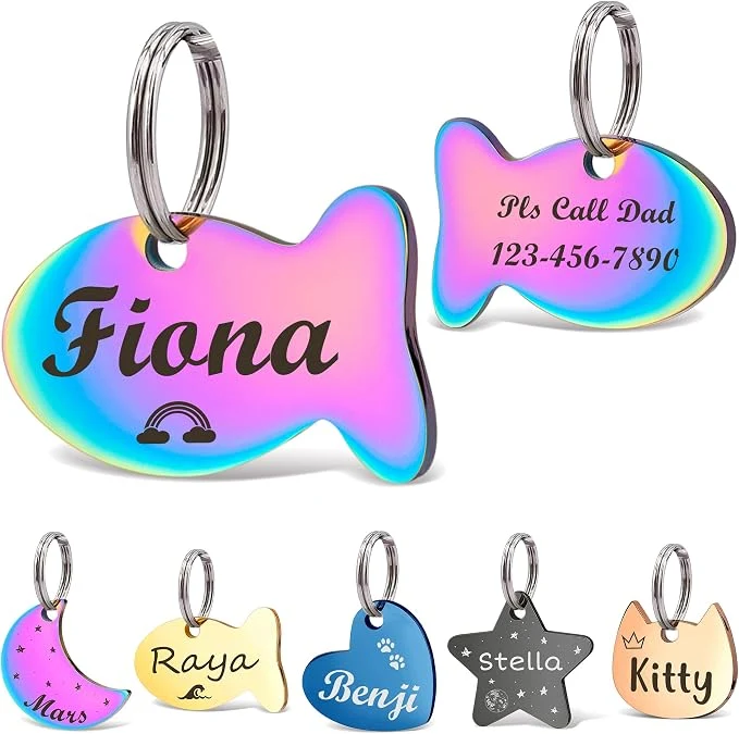Next-Generation Anavia Small Size Dog Cat ID Tags Small XS Personalized Color Plated Stainless Effective