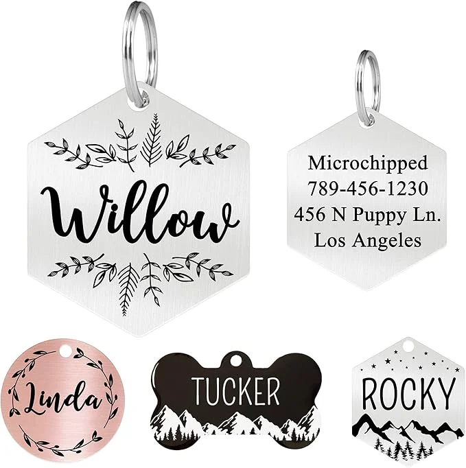 Versatile Ultra Joys Stainless Steel Pet ID Tag Dog Name Tags Personalized Front and Back Authentic