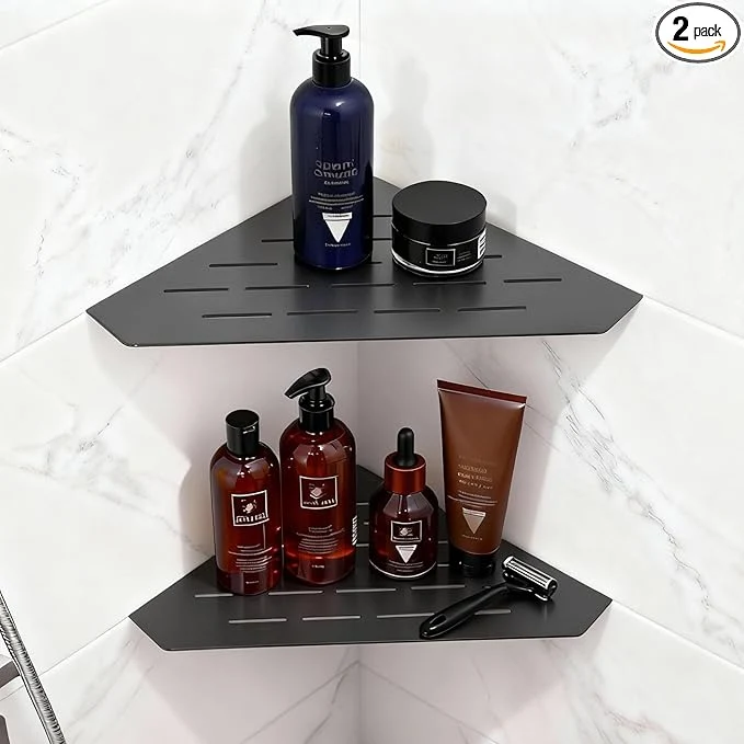 Premium Material 10 Corner Shower Shelf 2 Pcs Matte Black 304 Stainless Steel Diamond Heavy Duty Floating Corner Shelves Slot Design Recessed Bathroom Shower Shelf for 90° Tiled Wall No Drilling NeededAbout ThisOverview First-Class